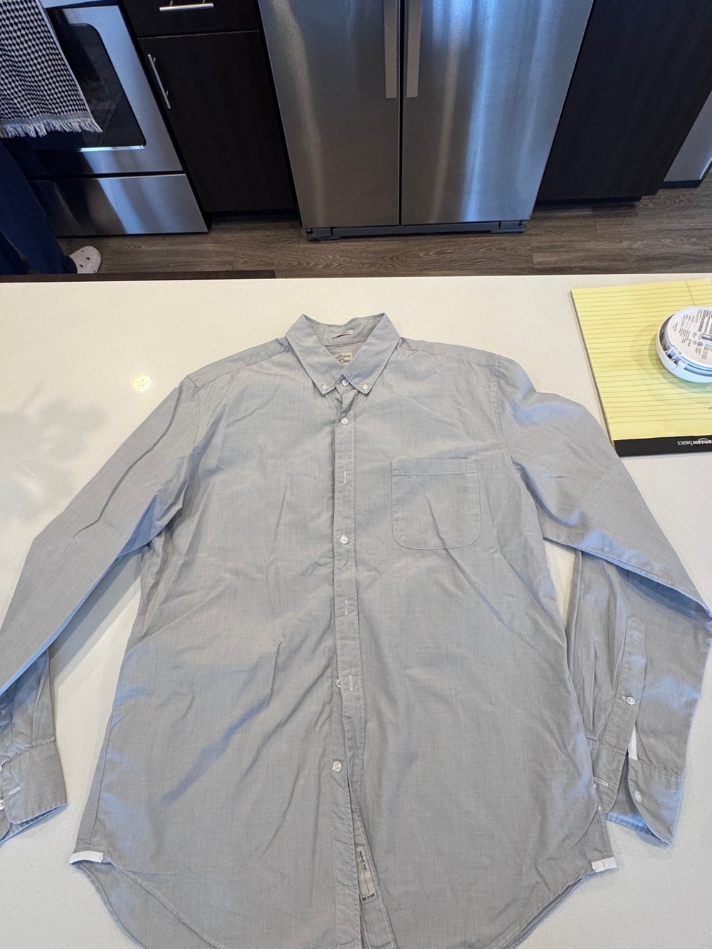 Men's Light Gray Button-Down Shirt - Classic Long Sleeve